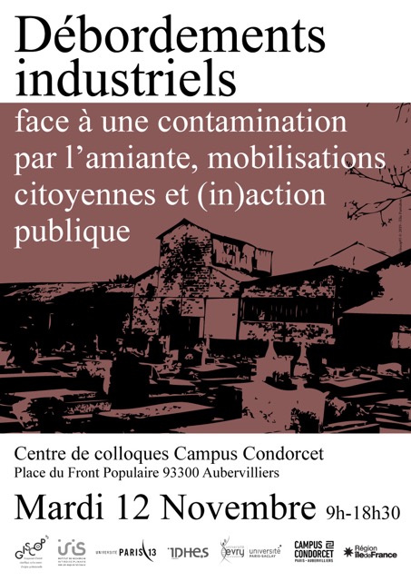 Colloque «<small class="fine d-inline"> </small>Débordements industriels : Face à une contamination par l'amiante, mobilisations citoyennes et (in)action publique<small class="fine d-inline"> </small>», à Aubervilliers (Seine-Saint-Denis)