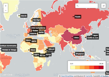 La carte interactive des engagements de réduction des émissions par les Etats