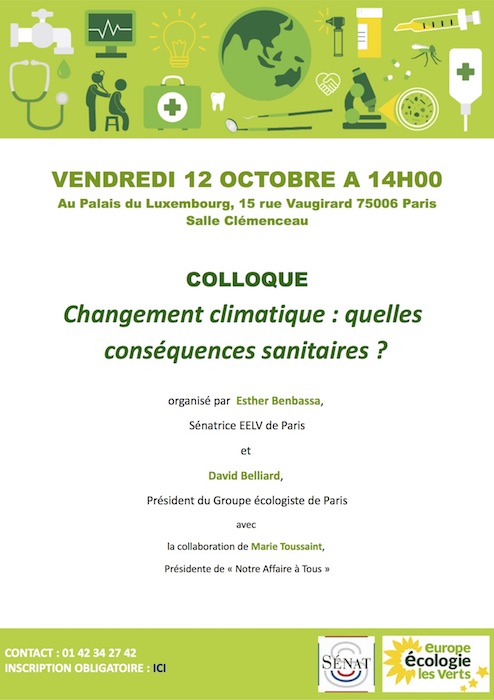 Colloque «<small class="fine d-inline"> </small>Changement climatique : quelles conséquences sanitaires<small class="fine d-inline"> </small>?<small class="fine d-inline"> </small>», à Paris