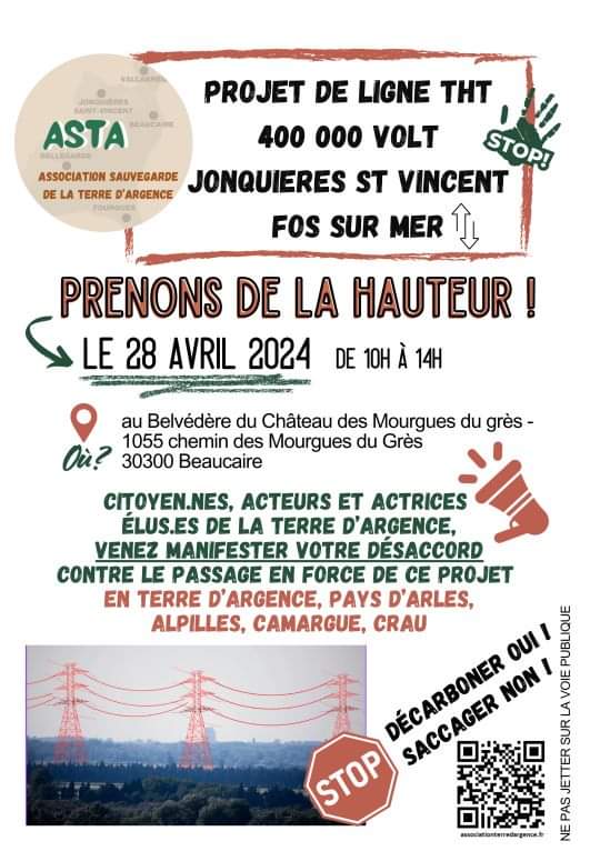 Grand rassemblement contre la ligne <span class="caps">THT</span> aérienne, à Beaucaire (Gard)