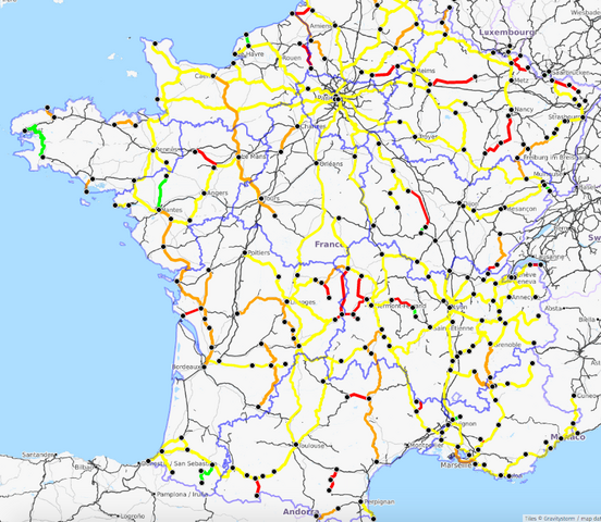 Exclusif - La carte de l'état réel des trains du quotidien