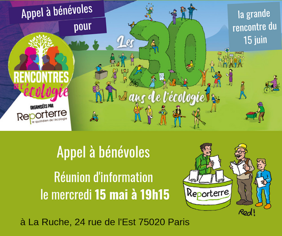 Appel à bénévoles : «<small class="fine d-inline"> </small>Les 30 ans de l'écologie<small class="fine d-inline"> </small>», un événement de Reporterre