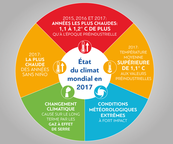 2017 se classe parmi les trois années les plus chaudes jamais observées