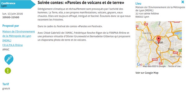 «<small class="fine d-inline"> </small>Paroles de volcans et de terre<small class="fine d-inline"> </small>», soirée contes à Lyon 