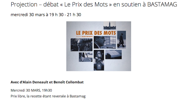 Projection – débat «<small class="fine d-inline"> </small>Le Prix des Mots<small class="fine d-inline"> </small>» en soutien à Bastamag à Paris