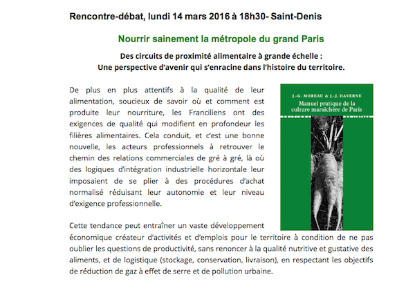 Nourrir sainement la métropole du grand Paris, rencontre-débat à Saint-Denis