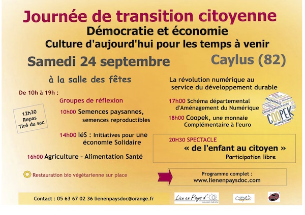 Journée de transition citoyenne, à Caylus (Tarn-et-Garonne)