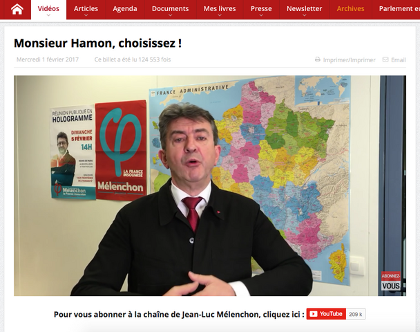 Mélenchon répond à Hamon : «<small class="fine d-inline"> </small>Benoît, il faut choisir<small class="fine d-inline"> </small>»