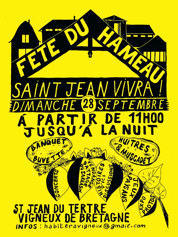 «<small class="fine d-inline"> </small>Fête de soutien au hameau de Saint-Jean-du-Tertre, zad de <span class="caps">NDDL</span><small class="fine d-inline"> </small>», à Vigneux-de-Bretagne (Loire-Atlantique)