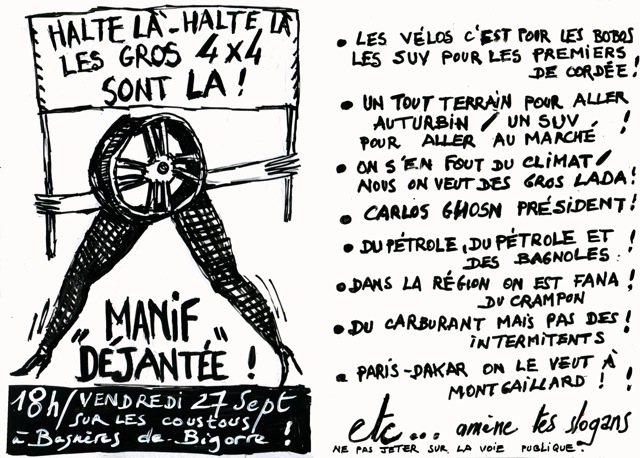 Manif Déjantée : non au salon du 4x4, à Bagnères-de-Bigorre (Hautes-Pyrénées)