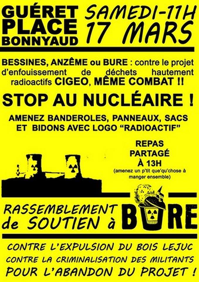 Rassemblement de soutien à Bure, à Guéret (Creuse)