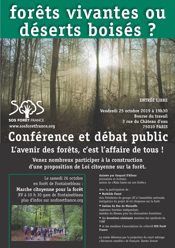 Forêts vivantes ou déserts boisés<small class="fine d-inline"> </small>? conférence-débat à Paris