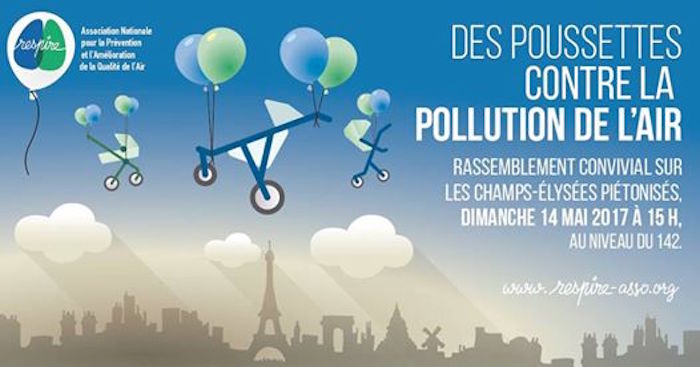 Des poussettes contre la pollution de l'air, rassemblement à Paris