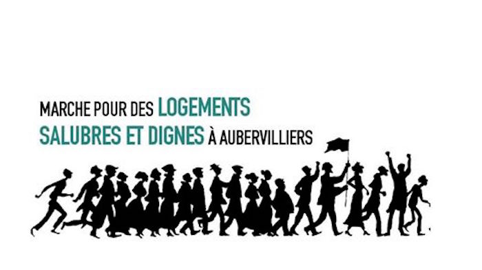 Marche pour des logements dignes et salubres à Aubervilliers (Seine-Saint-Denis)