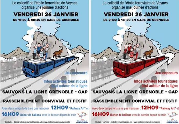 Journée d'actions pour sauvegarder la ligne Grenoble-Gap, à Grenoble (Isère)