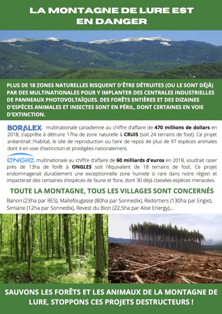 Mobilisation pour la montagne de Lure, à Ongles (Alpes-de-Haute-Provence)