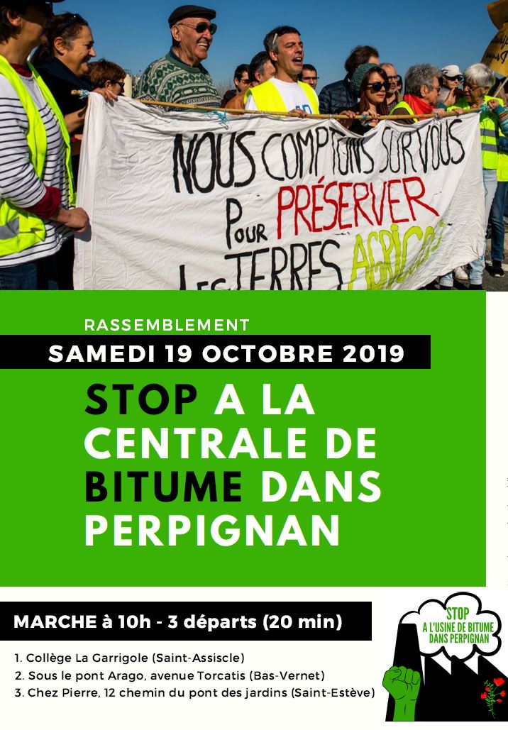 Rassemblement contre l'usine de bitume dans Perpignan (Pyrénées-Orientales)