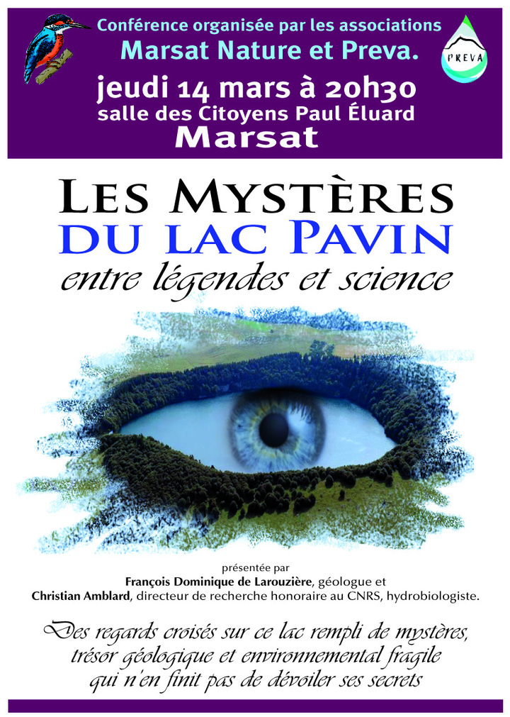 Les mystères du lac Pavin en Auvergne, conférence à Marsat (Puy-de-Dôme)