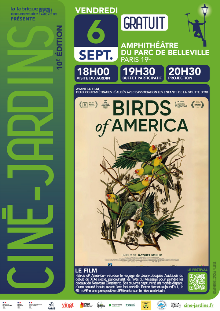 Festival Ciné-Jardins «<small class="fine d-inline"> </small>Birds of America<small class="fine d-inline"> </small>», à Paris
