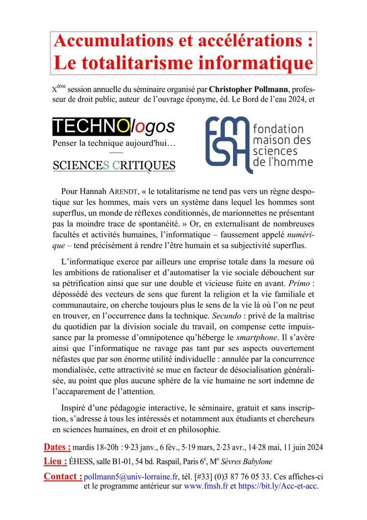 Écrans : Blocage du développement des enfants, désocialisation et désinhibition des adultes, séminaire à Paris