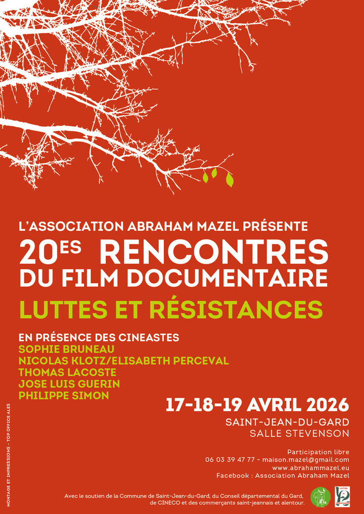«<small class="fine d-inline"> </small>20<sup class="typo_exposants">es</sup> Rencontres du film documentaire Luttes et Résistances<small class="fine d-inline"> </small>», à Saint-Jean-du-Gard (Gard)
