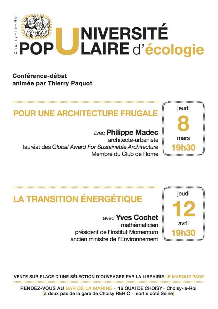 Conférence-débat «<small class="fine d-inline"> </small>Pour une architecture frugale<small class="fine d-inline"> </small>» avec Philippe Madec, à Choisy-le-Roi (Val-de-Marne)