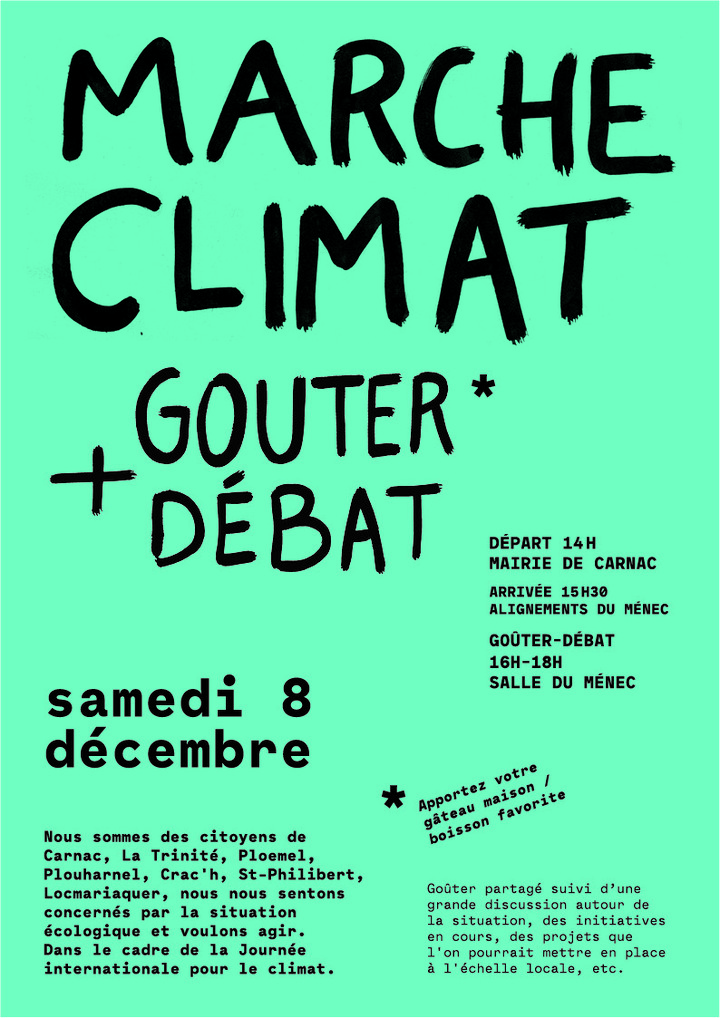 Marche pour le climat et goûter débat, à Carnac (Morbihan)