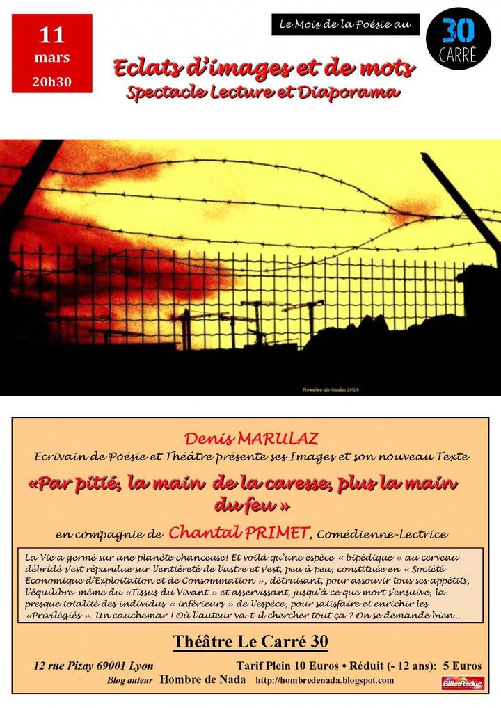 «<small class="fine d-inline"> </small>Par pitié, la main de la caresse, plus la main du feu<small class="fine d-inline"> </small>», lecture, à Lyon 