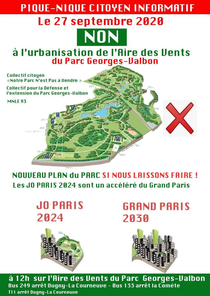 Non à l'urbanisation de l'Aire des vents, à La Courneuve (Seine-Saint-Denis)