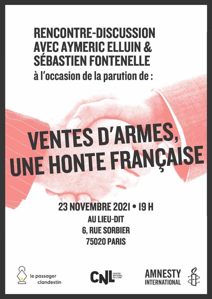 Rencontre autour du livre «<small class="fine d-inline"> </small>Ventes d'armes, une honte française<small class="fine d-inline"> </small>», à Paris