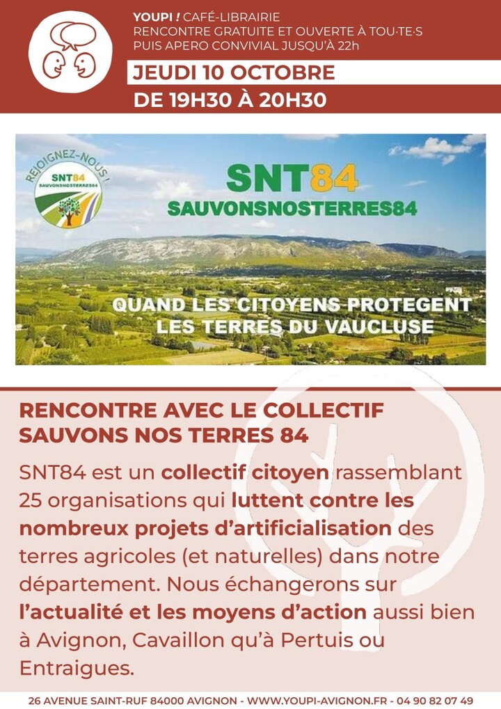 Rencontre avec le collectif Sauvons nos terres 84, à Avignon (Vaucluse)
