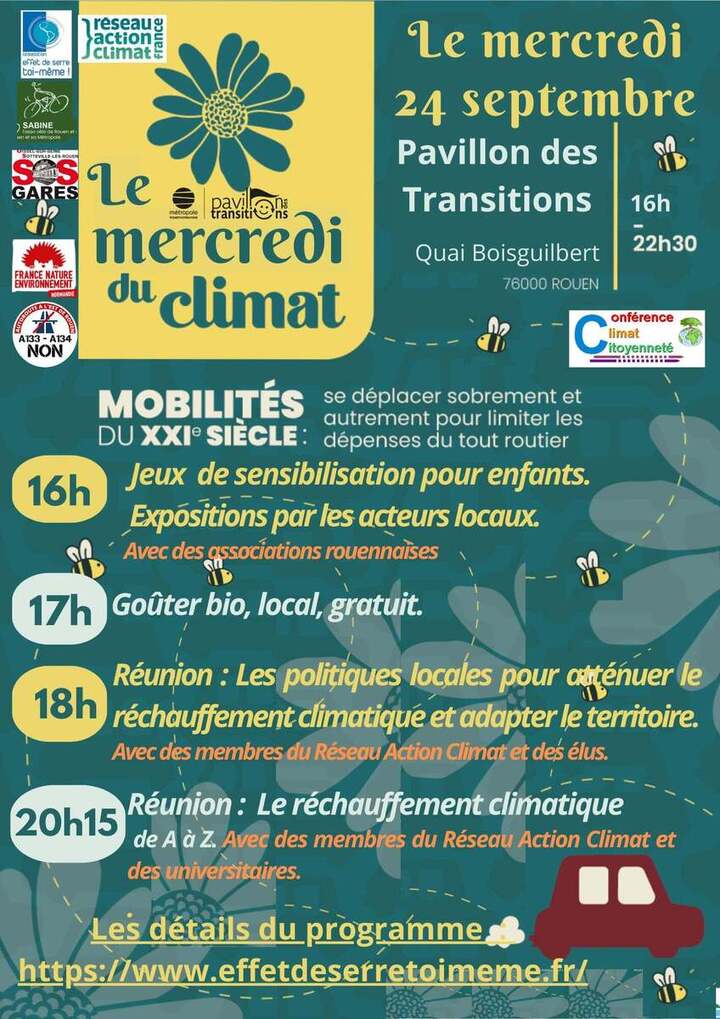 «<small class="fine d-inline"> </small>Le mercredi de la connaissance citoyenne : climat et mobilités<small class="fine d-inline"> </small>», à Rouen (Seine-Maritime)