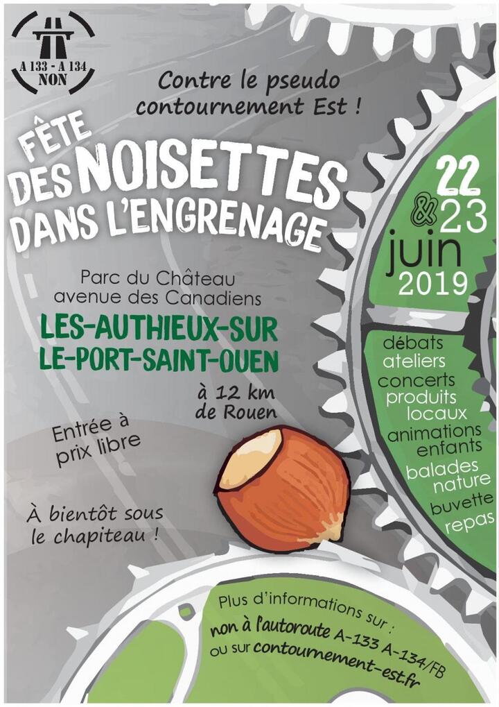 «<small class="fine d-inline"> </small>Des noisettes dans l'engrenage<small class="fine d-inline"> </small>!<small class="fine d-inline"> </small>» contre le pseudo-contournement est de Rouen (Seine-Maritime)