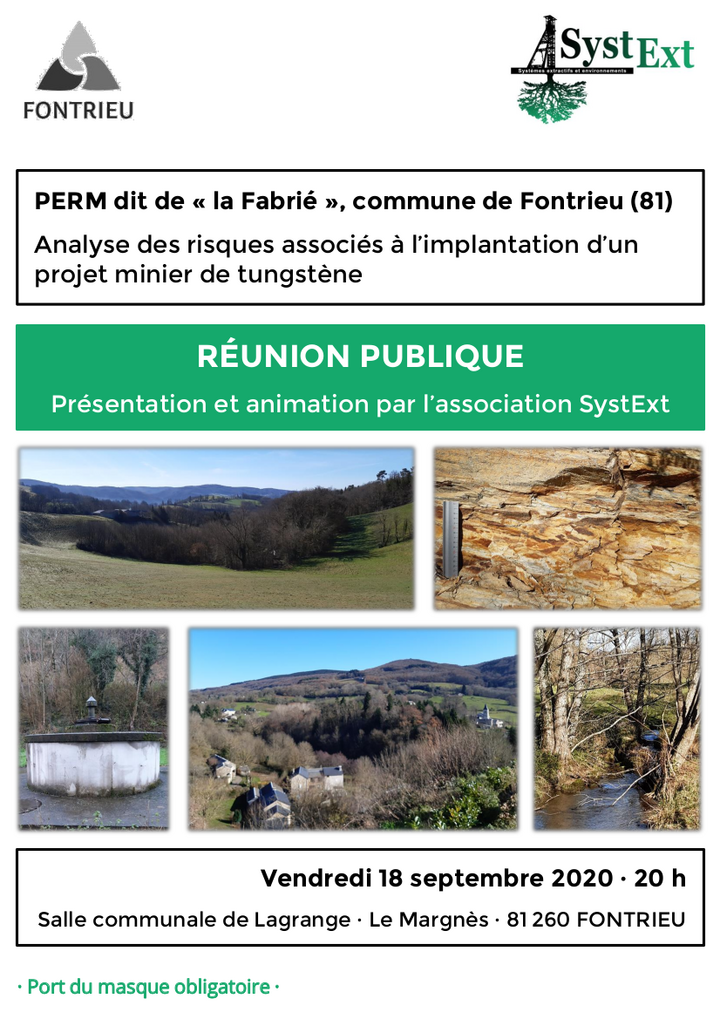 Réunion publique sur l'implantation du projet minier de tungstène, à Fontrieu (Tarn)