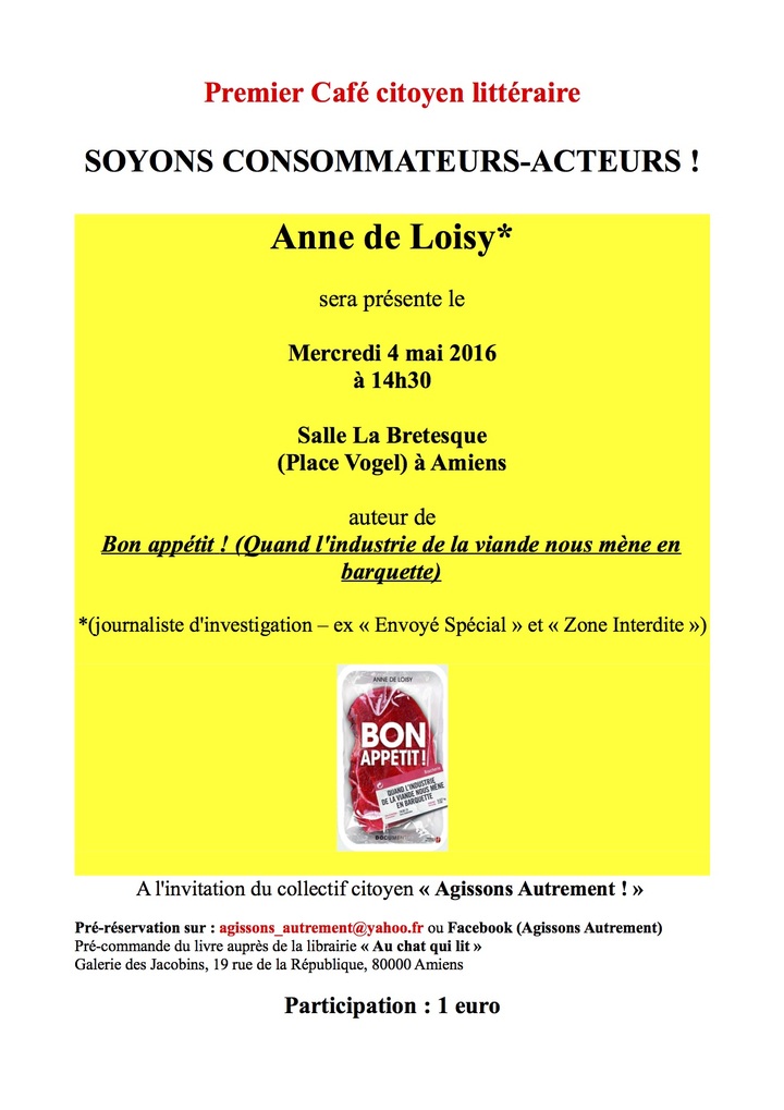 Soyons consommateurs-acteurs, café citoyen littéraire à Amiens (Somme)
