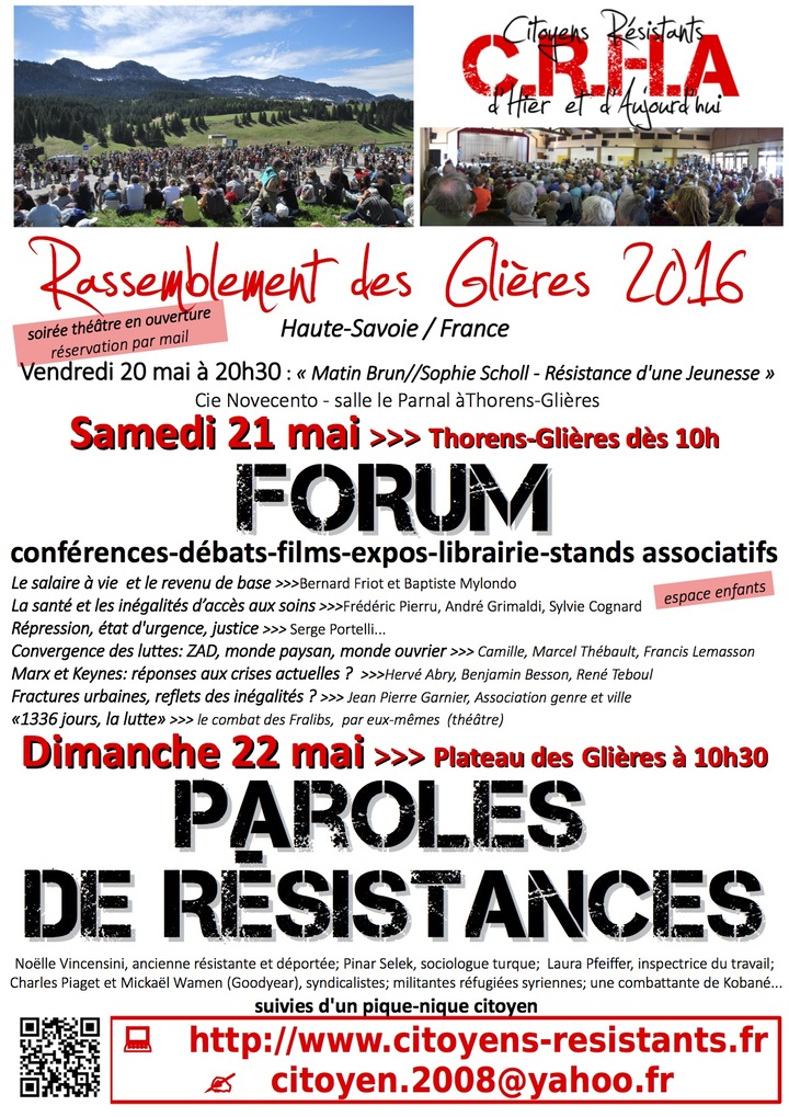 10<sup class="typo_exposants">e</sup> édition du rassemblement «<small class="fine d-inline"> </small>Paroles de Résistances<small class="fine d-inline"> </small>» à Thorens-Glières (Haute-Savoie)