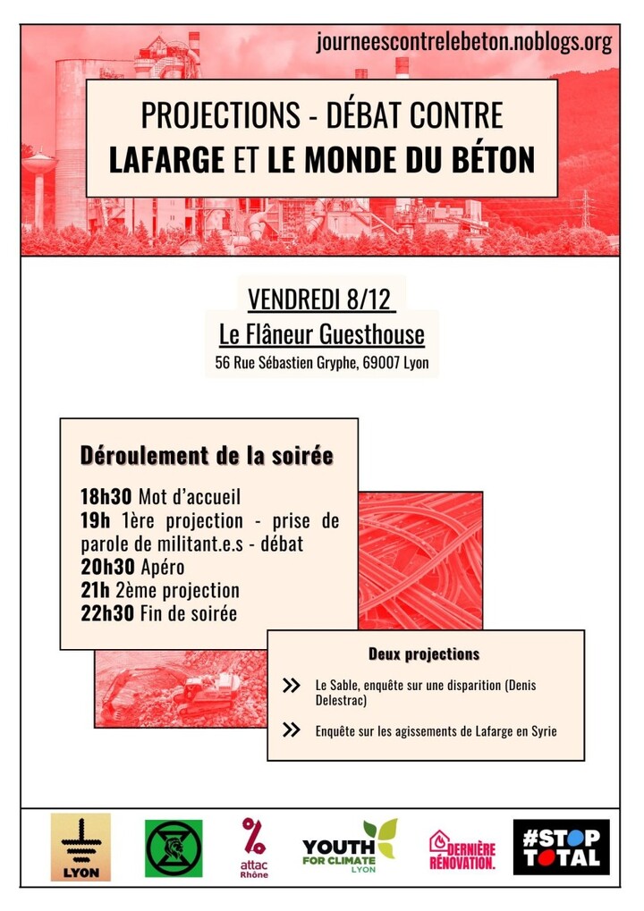 Contre Lafarge et le monde du béton, projections-débat à Lyon
