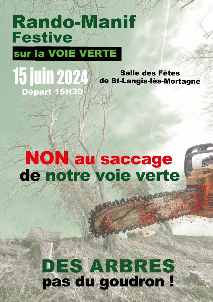 Non au saccage de la voie verte, rando-manif à Saint-Langis-lès-Mortagne (Orne)