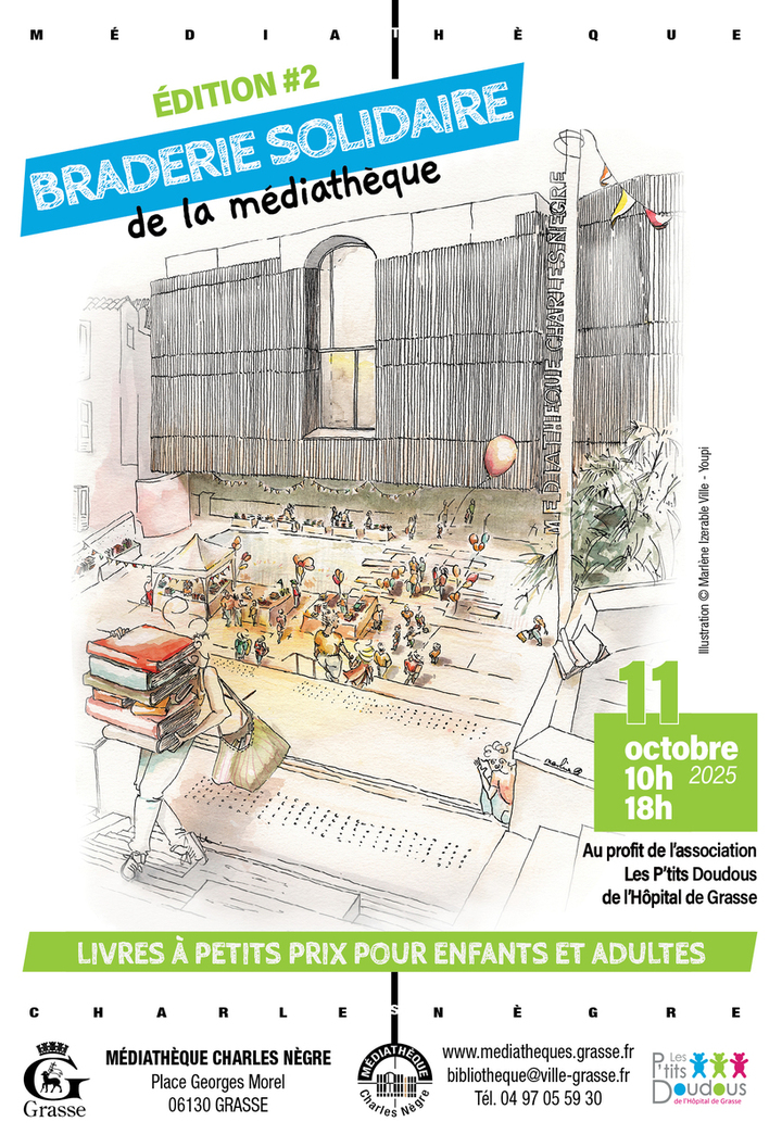 «<small class="fine d-inline"> </small>Braderie solidaire de la médiathèque de Grasse<small class="fine d-inline"> </small>» (Alpes-Maritimes)