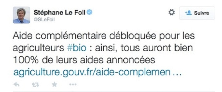 Stéphane Le Foll recule devant les agriculteurs bio et rétablit les aides
