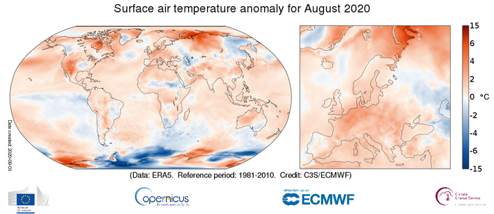 Août 2020 a été le quatrième mois le plus chaud jamais enregistré