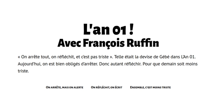 «<small class="fine d-inline"> </small>On arrête tout, on réfléchit, et c'est pas triste<small class="fine d-inline"> </small>», avec François Ruffin