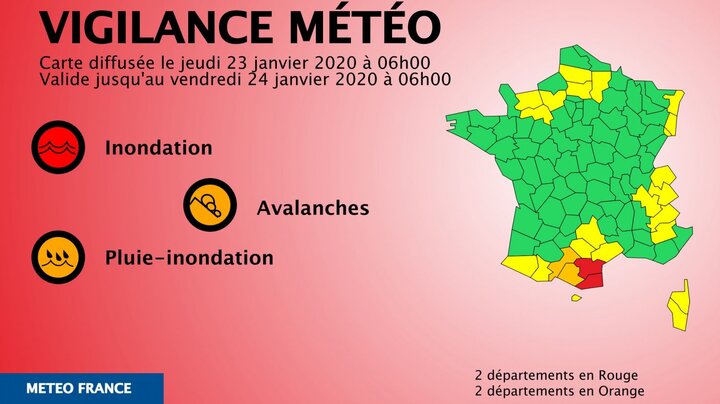 Tempête Gloria : les Pyrénées-Orientales et l'Aude en vigilance rouge inondations