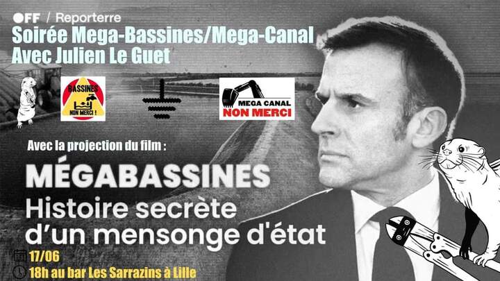 Soirée mégabassines/mégacanal, à Lille (Nord)