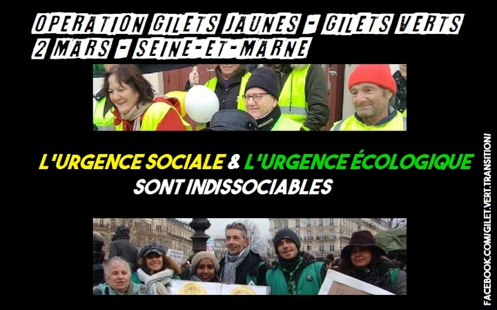 Gilets jaunes et Gilets verts se rejoignent, à La Ferté-sous-Jouarre (Seine-et-Marne)