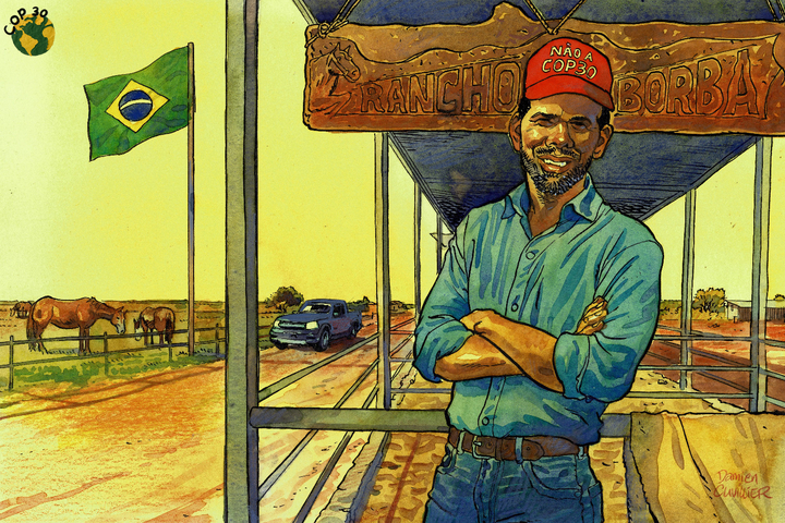 L'offensive de l'agrobusiness à la <span class="caps">COP30</span> orchestrée par un cow-boy climatosceptique
