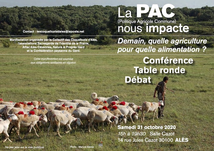 La <span class="caps">PAC</span> : Demain, quelle agriculture pour quelle alimentation<small class="fine d-inline"> </small>? rencontre-débat à Alès (Gard) 