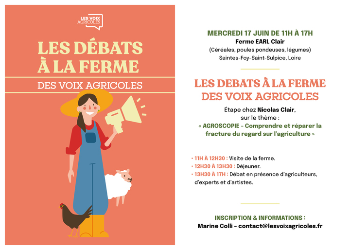 «<small class="fine d-inline"> </small>Débat à la ferme des voix agricoles<small class="fine d-inline"> </small>», à Sainte-Foy-Saint-Sulpice (Loire)