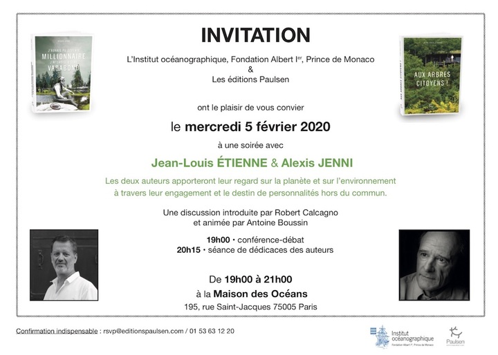 Jean-Louis Étienne & Alexis Jenni - discussion sur l'environnement, à Paris