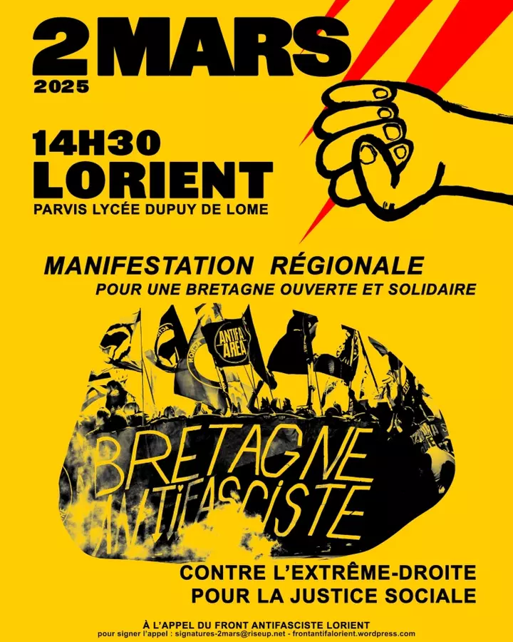 Manifestation régionale antifasciste, à Lorient (Morbihan)